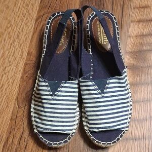 Cliffs By White Mountain Chyme Navy & White Striped Espadrille Slingback Shoe